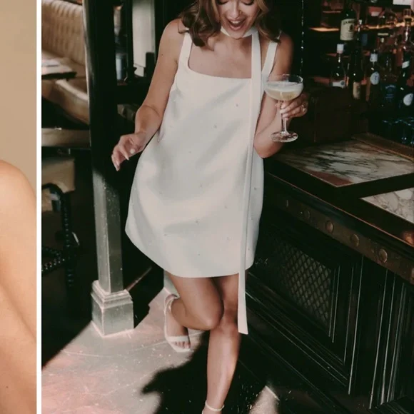 Six Stories ANYA white mini pearl dress - Picture 2 of 2